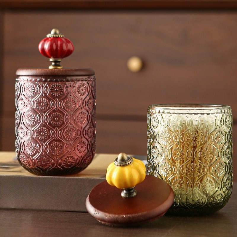 Retro glass cotton swab storag - đánh giá và giá Candle Making Jars With Lids